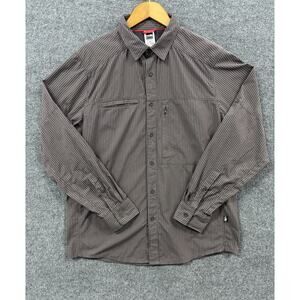 The North Face Shirt Mens M Brown Button Up Vented Outdoor Nylon Long Sleeve